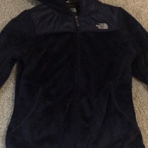 The North Face blue fuzzy jacket